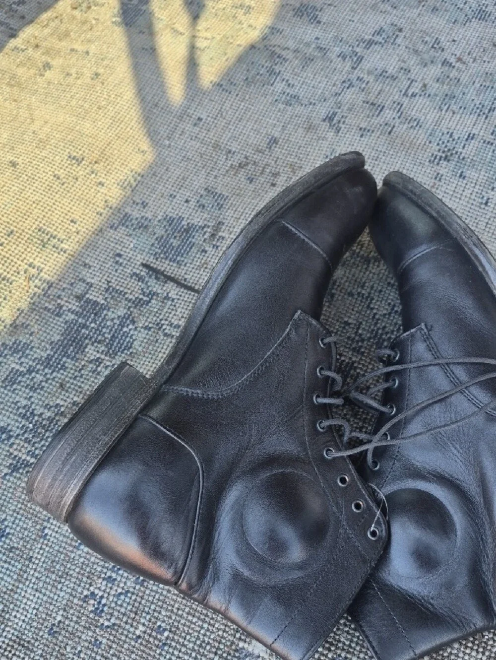 Men's Black Leather Lace-Up Ankle Boots by VEX
